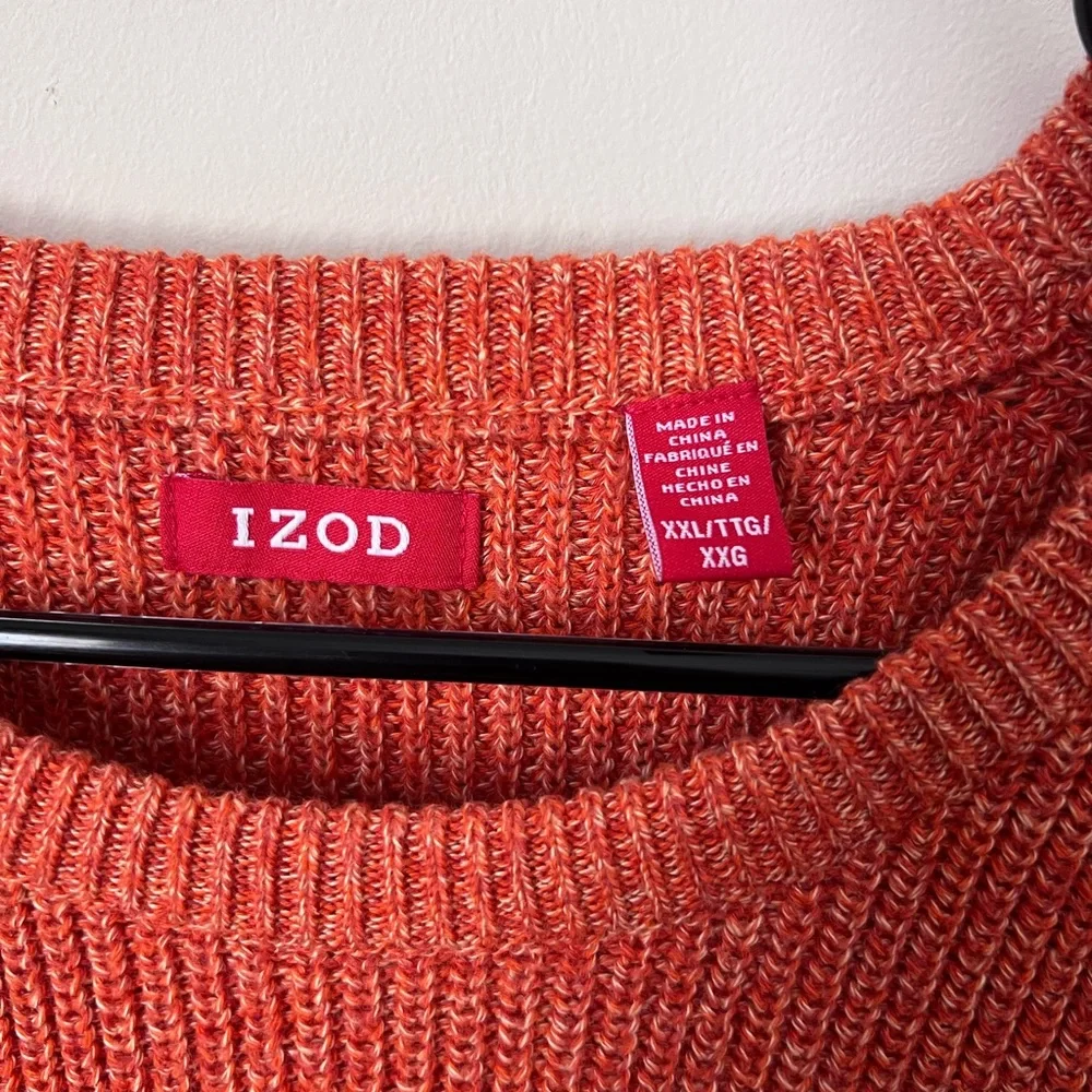 izod xxl heavy knit orange heather crewneck sweater - Picture 4 of 7